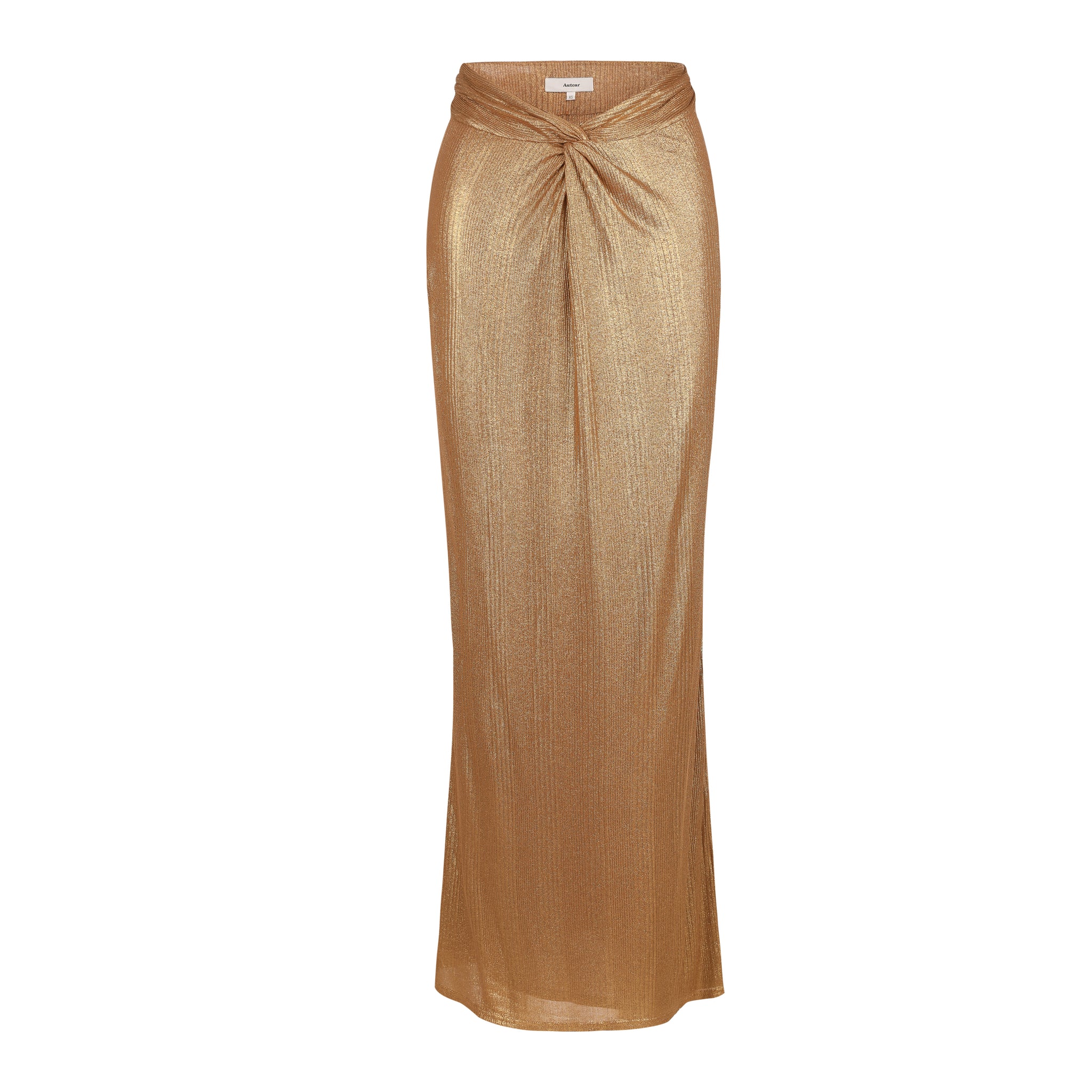 Uma Twisted Skirt - Laminated Gold Jersey