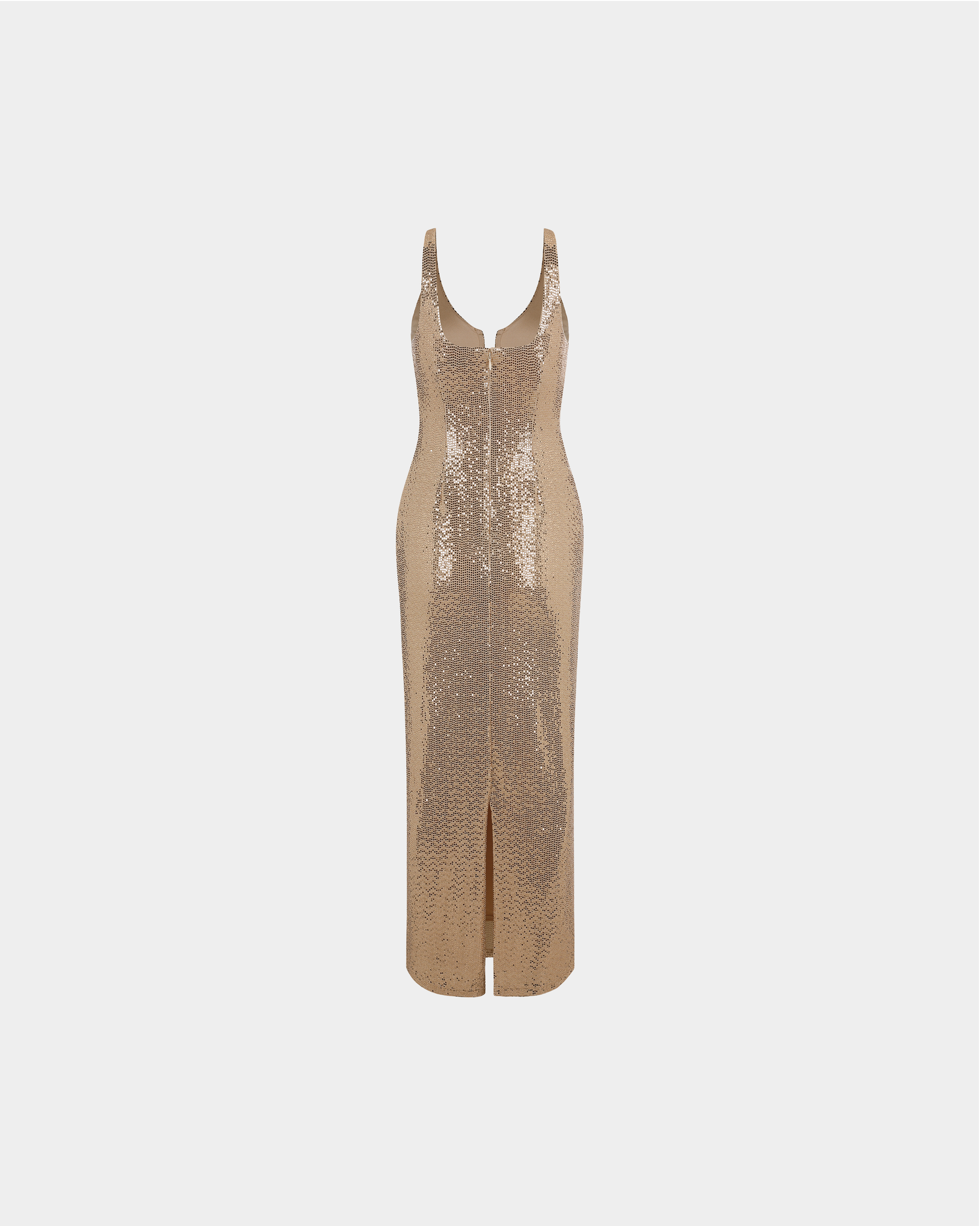 Dahlia Long Dress in Beige Shine