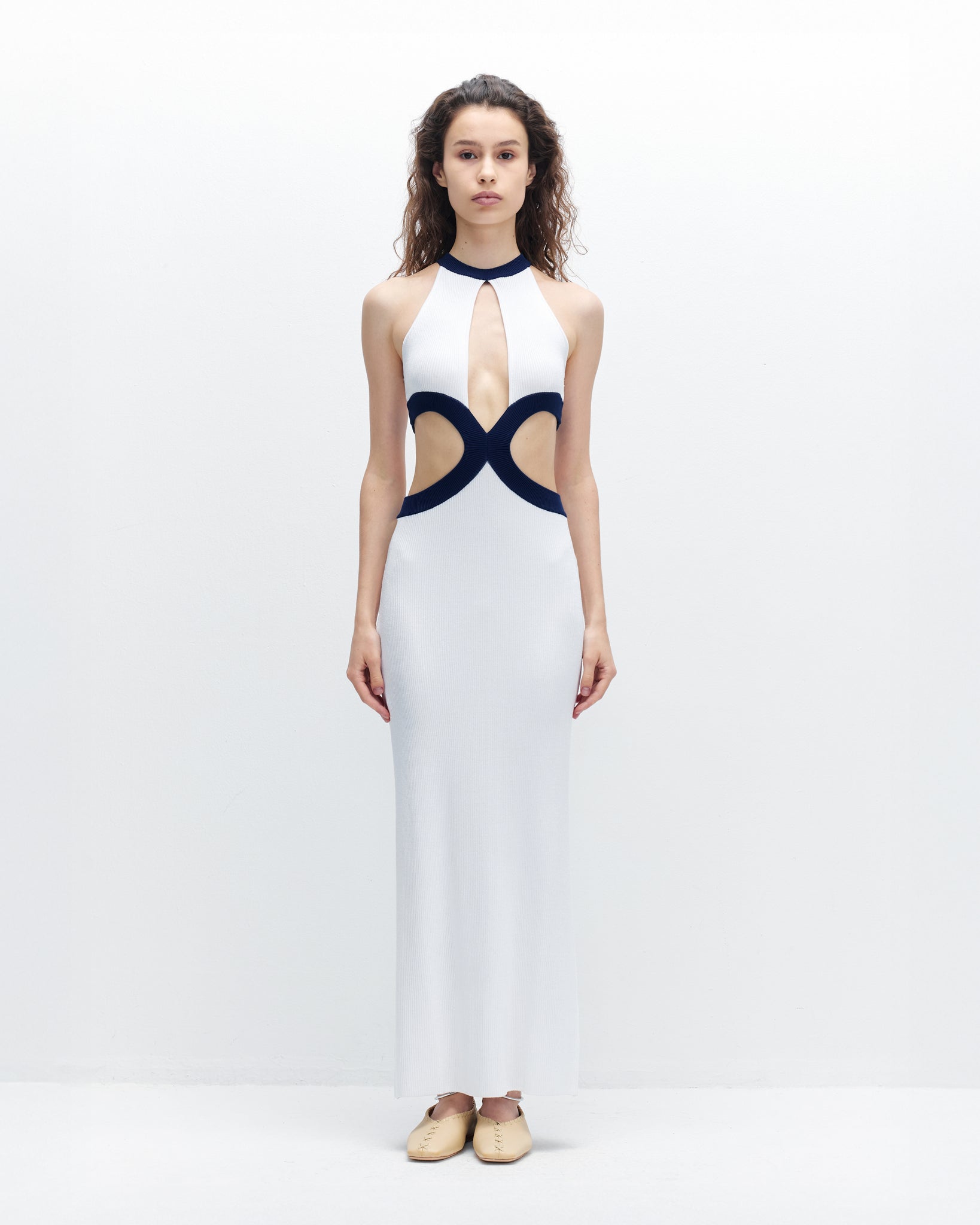 Bridget Dress-White/Evening Blue