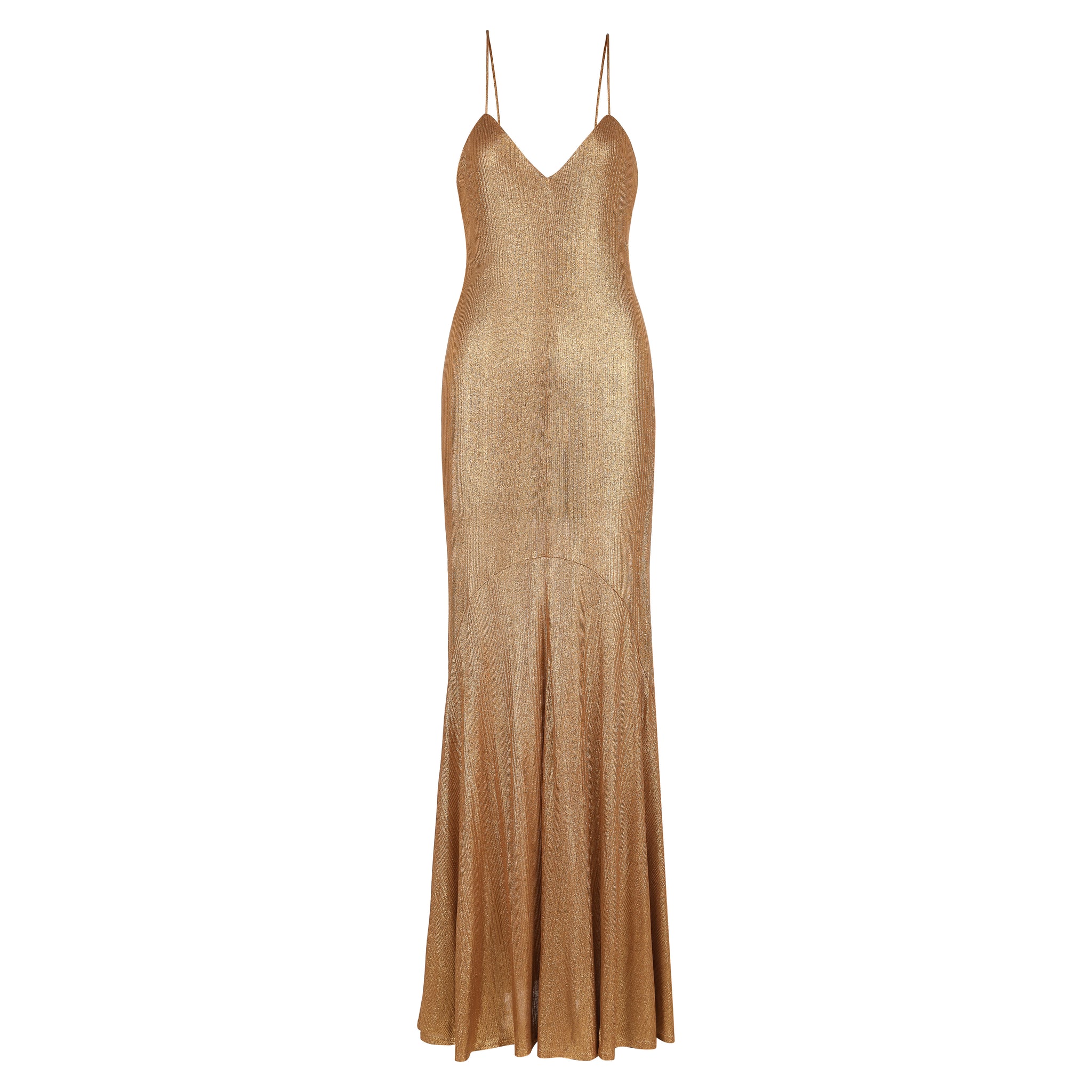 Milou Slip Dress - Laminated Gold Jersey