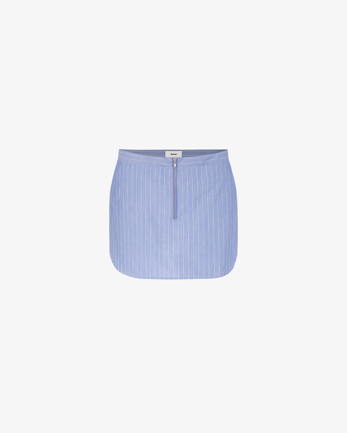 Yasmin Zip Up Skirt - Light Blue Pinstripe