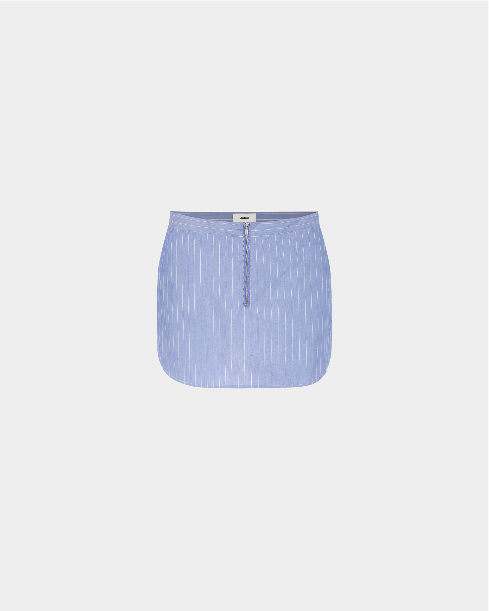 Yasmin Zip Up Skirt in Light Blue Pinstripe