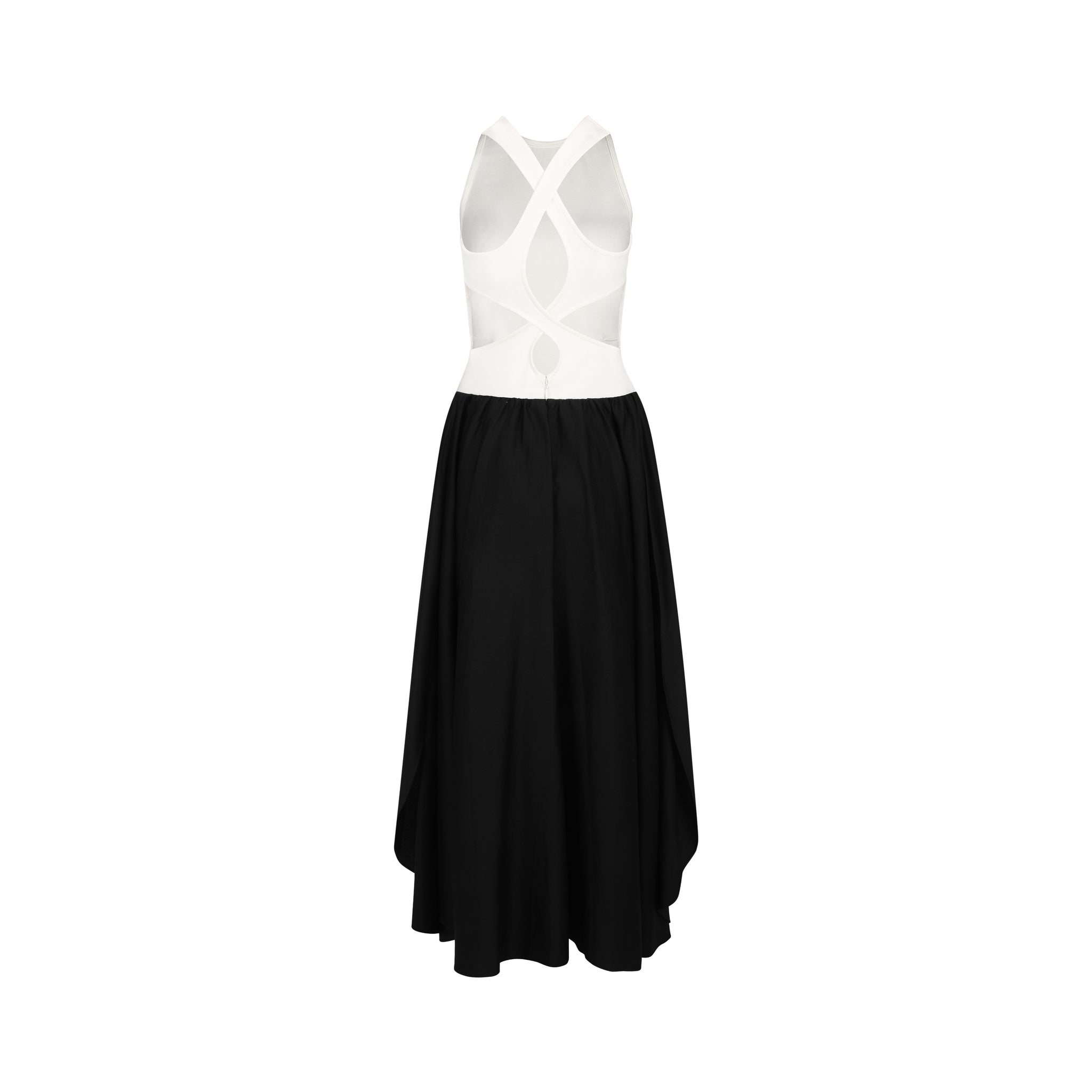 Alex Cross Back Dress-White/Black