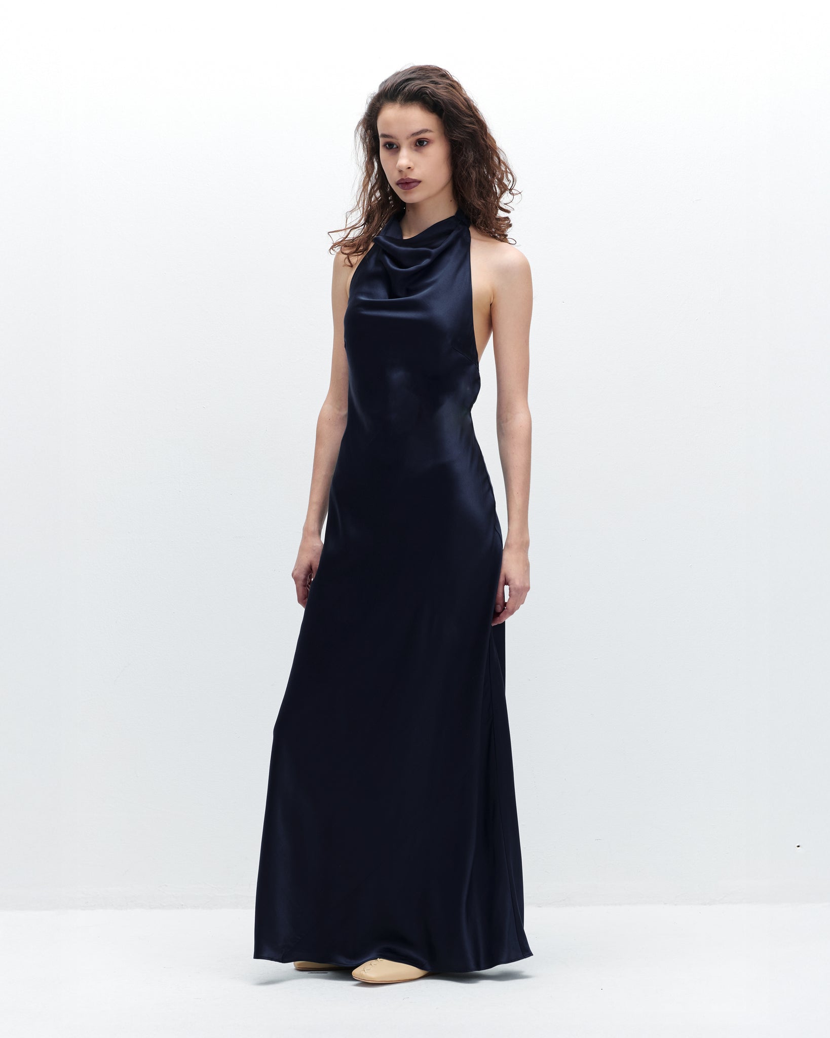 Silk Lyla Dress in Evening Blue