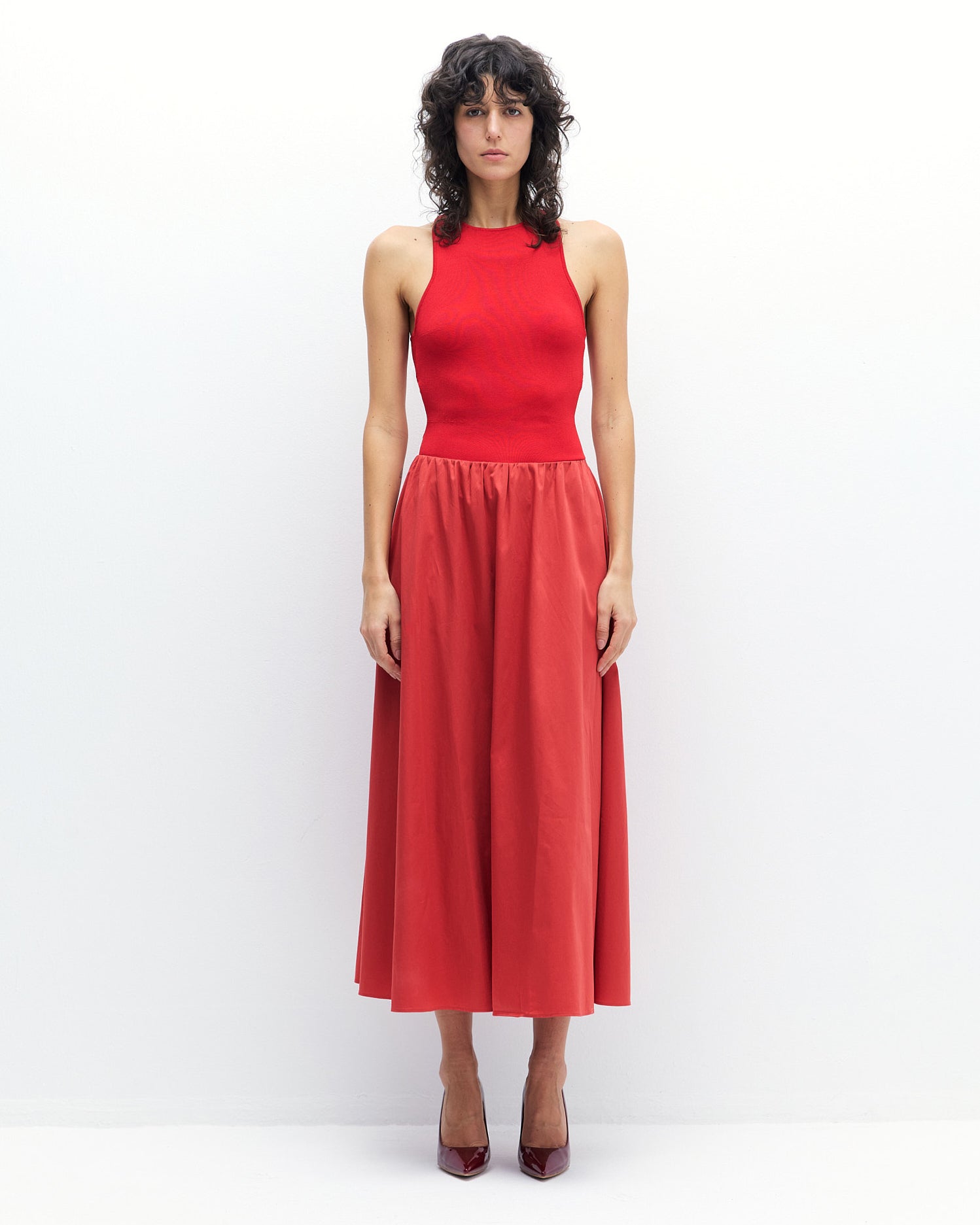 Agnes Dress in Red Dahlia