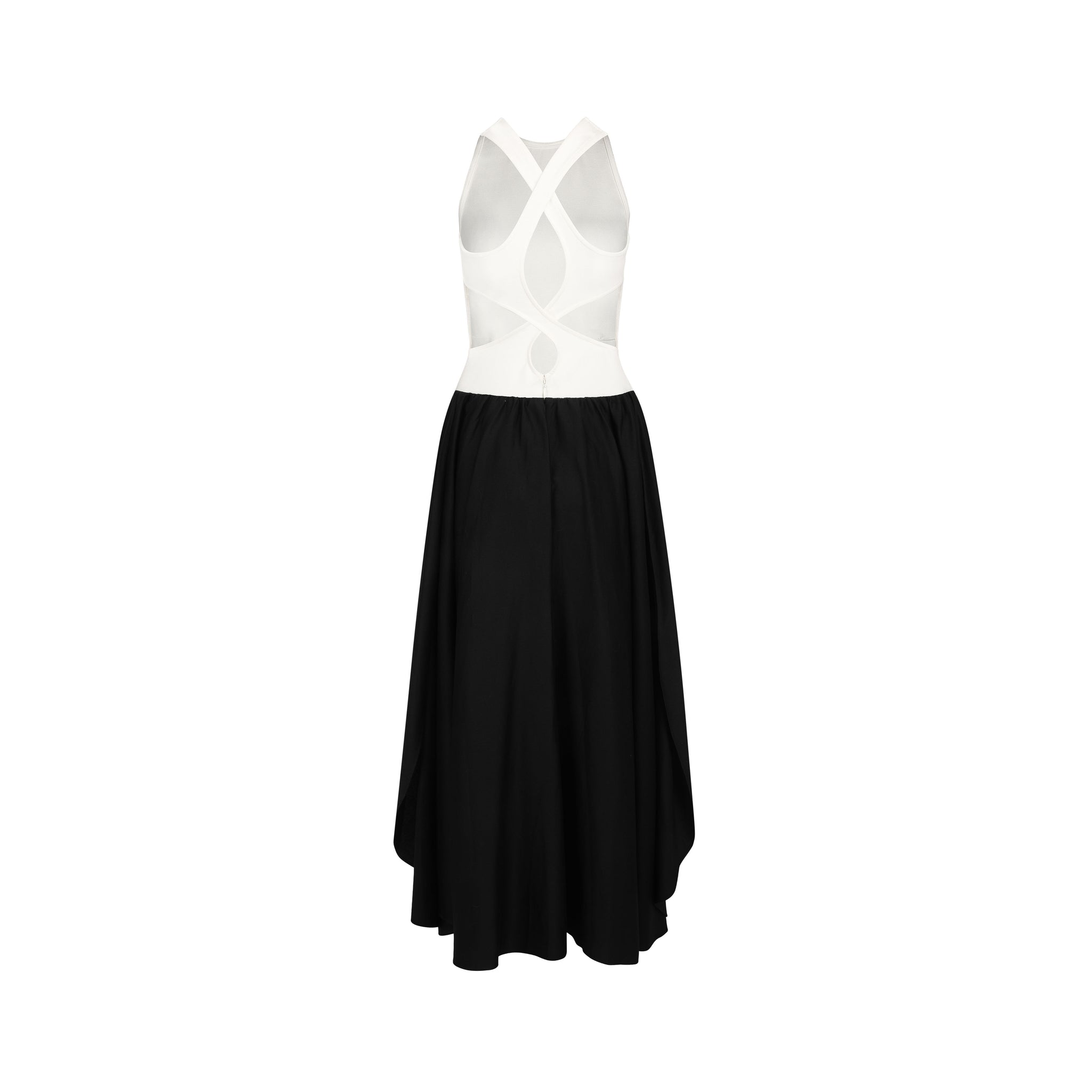 Alex Cross Back Dress-White/Black