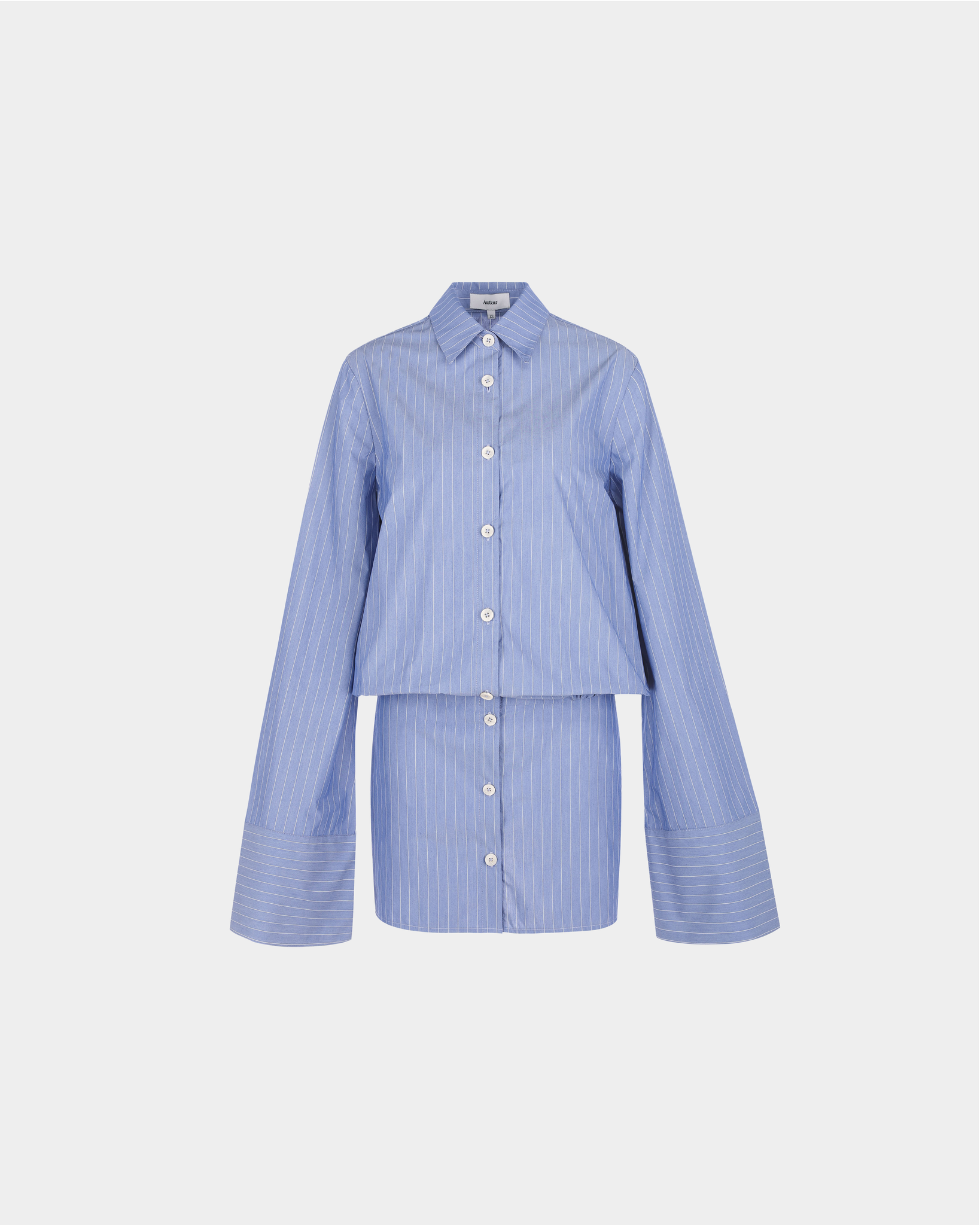 Yasmin Shirt Dress - Light Blue Pinstripe